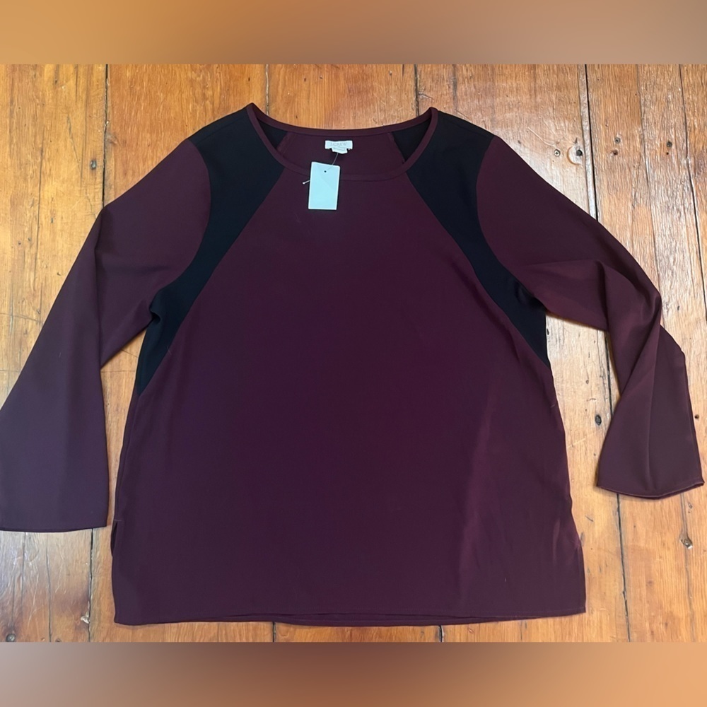 Jcrew maroon plum 3/4 long sleeve top NWT